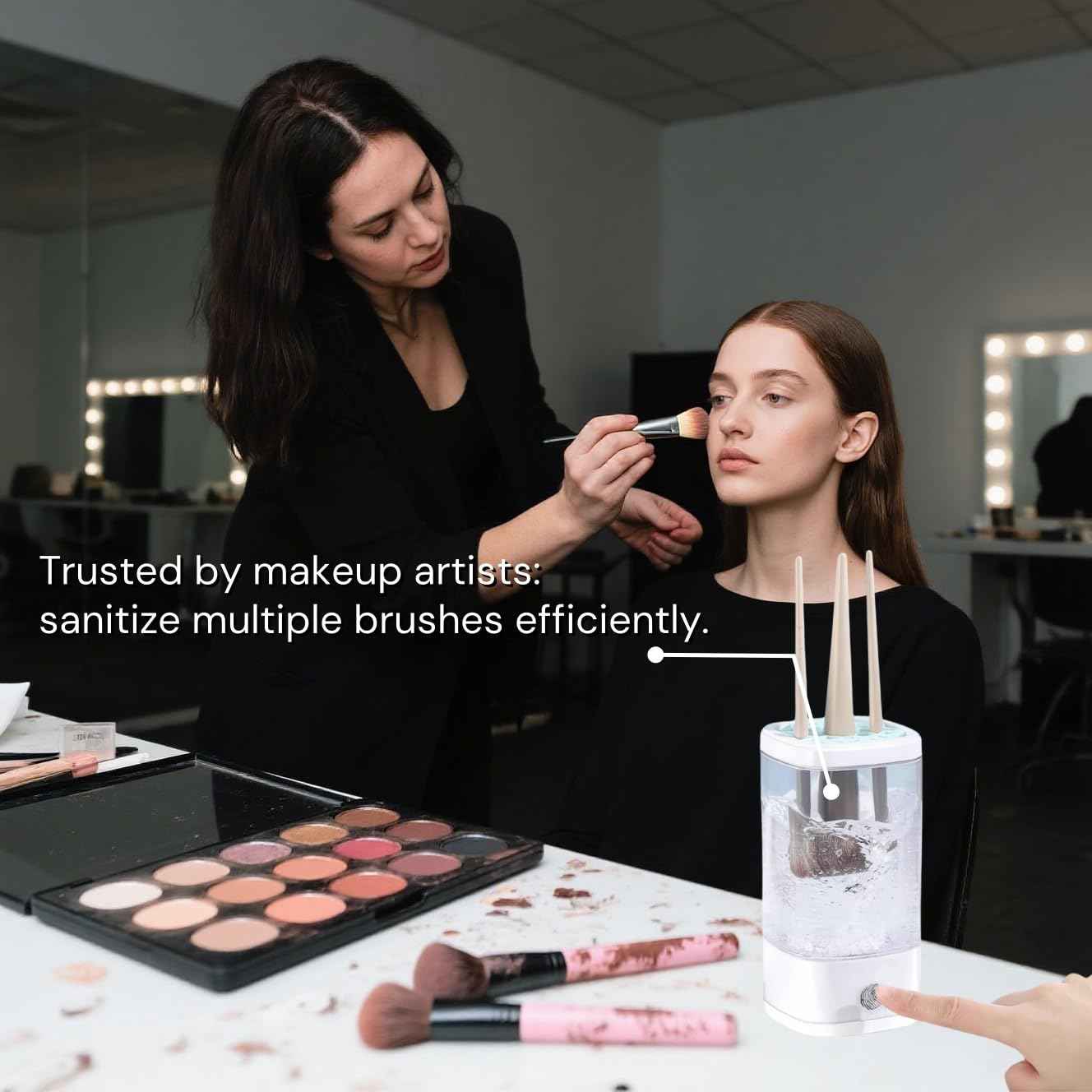 Electric Makeup Brush Cleaner and Dryer Machine with UV-C Light, 3-in-1 Automatic Brush Cleaning System for Deep Clean & Fast Drying, Quiet Design for Beauty Enthusiasts, Gift Giving, Home/Salon Use