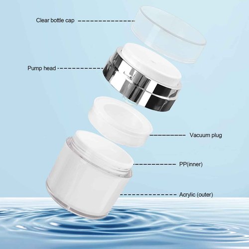 Airless Pump Jar - 0.5 Oz Lotion Dispenser with Pump Travel Container for Skincare, Refillable Empty Jars Vacuum Bottle for Moisturizer, Skincare, Makeup