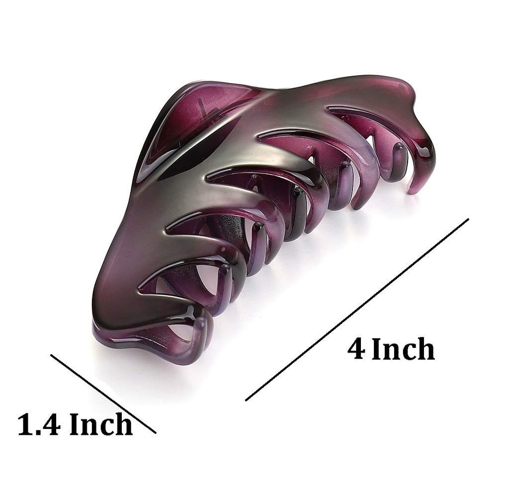 Liasun Premium Hair Claw Clip, Medium Strong Holding Power Hair Clips Clamps, Delicate Hair Grip for Women and Girls Hair Barrettes for Medium or Long hair (Purple)