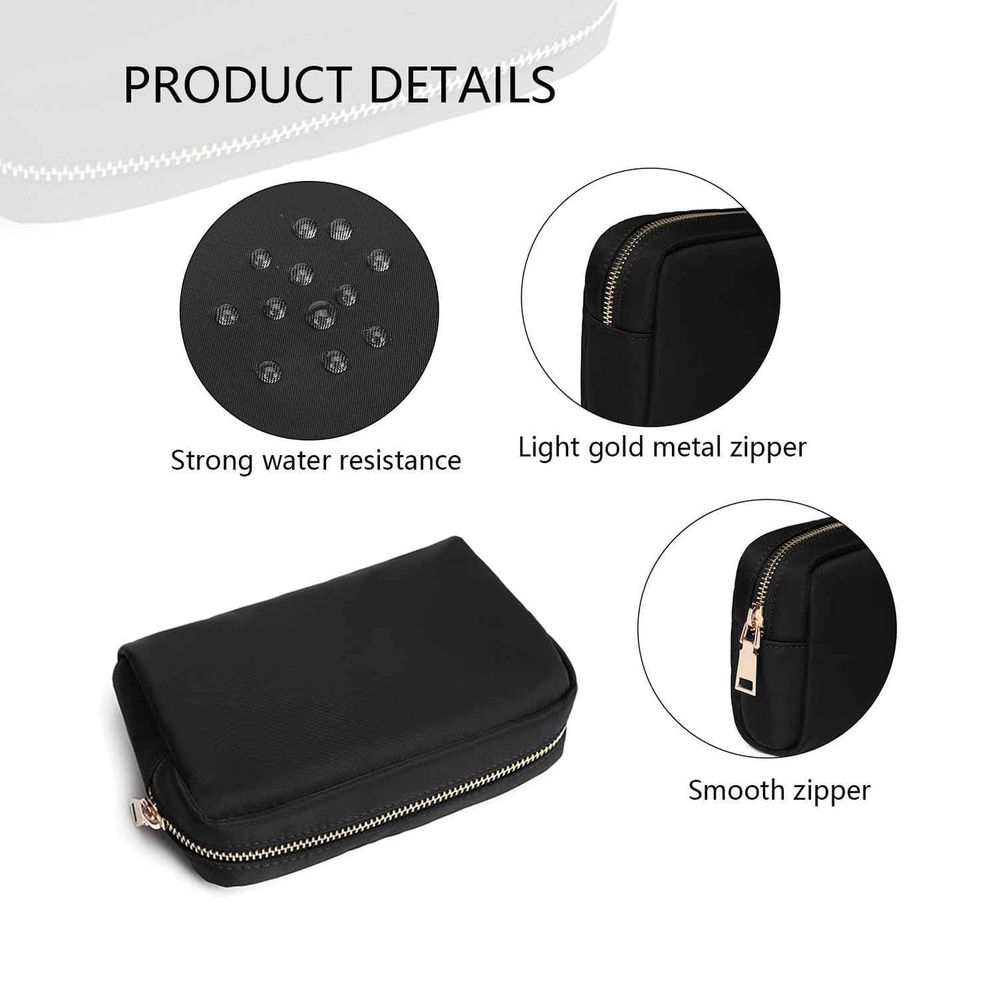 YONBEN Waterproof Makeup Bag Large Capacity Women's Classic Black Wash Bag Adjustable Partition Wash Bag Brush and Cosmetic Carrying Bag…