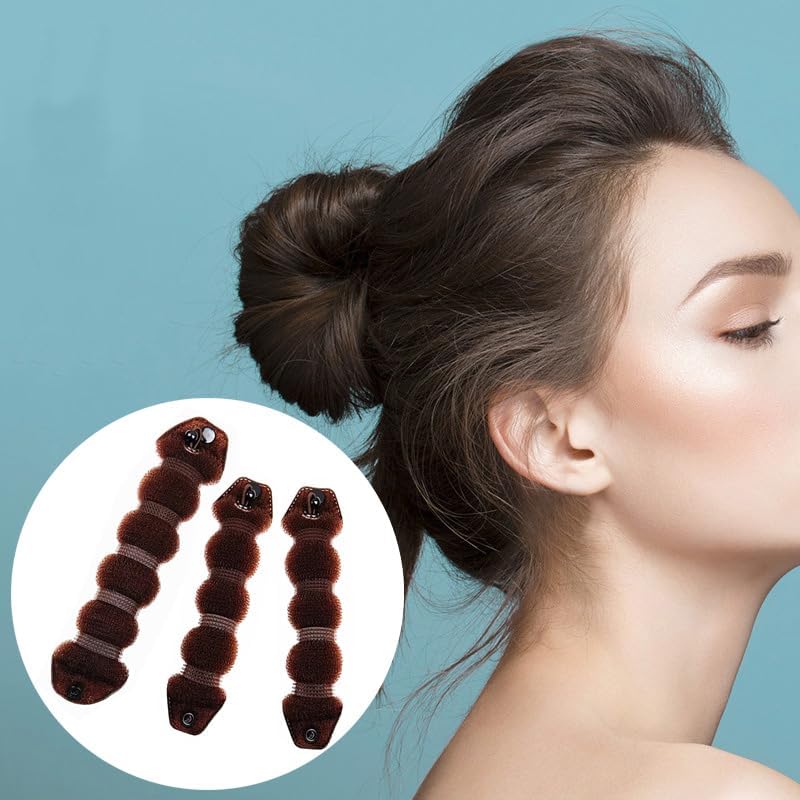 3Pcs Brown Magic Hair Bun Maker Hair Styler Foam Sponge Buns Shaper Hair Donut Bun Maker for Women and Girls