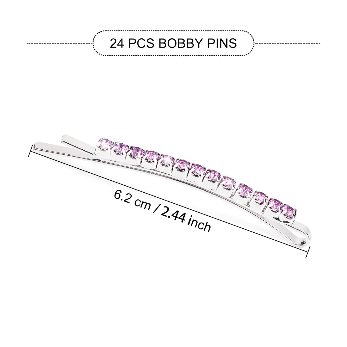 Ondder 24 Pcs Bobby Pins for Women Purple Rhinestone Hair Pins for Buns Crystal Bridal Hair Pins Decorative Hair Pin for buns Wedding Hair Accessories for Women…