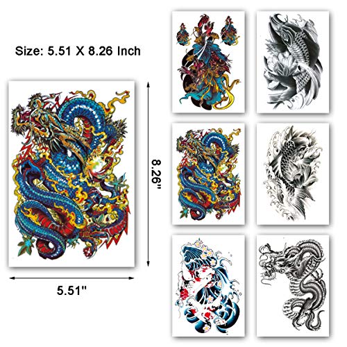 Dragon Fish Temporary Tattoo Sleeves for Men & Women