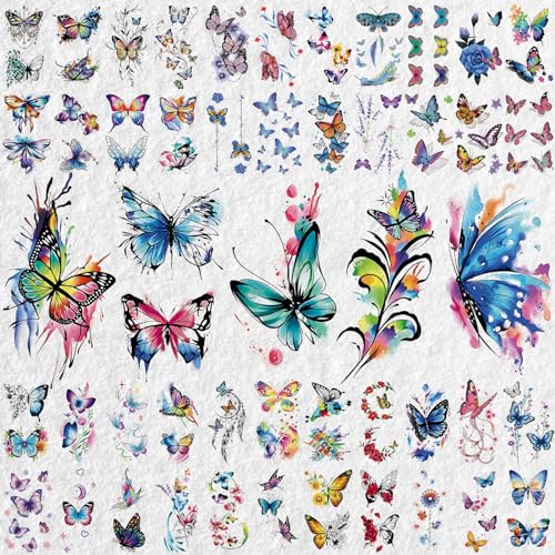 Cerlaza 79 Sheets 3D Butterfly Temporary Tattoos for Women