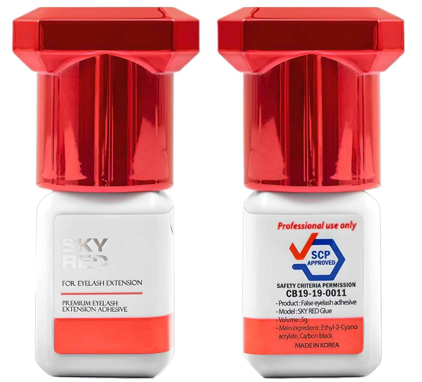 Sky Red Glue Eyelash Extension 5ml, Upgrade Sky S+ Glue - Excellent Performance & Result Professional Eyelash Extension Adhesive - 1s Fast Drying / 6-7 Weeks Long Retention time, Professional Use Only