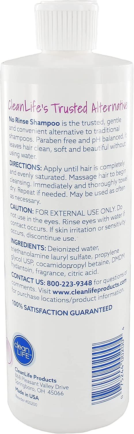 No-Rinse Shampoo, 16 fl oz - Leaves Hair Fresh, Clean and Odor-Free, Rinse-Free Formula (Pack of 3)