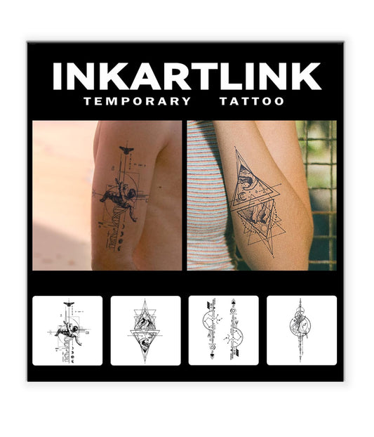 INKARTLINK Tattoo Tech, 4 Sheets Semi Permanent Tattoo, Adult Art Design Temporary Tattoos, Lasts 1-2 Weeks, Waterproof, Realistic Look, No Adhesive, No Reflection (Descend Angel Design)