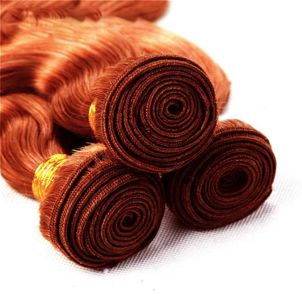 Color 33 Bundles Human Hair Auburn Body Wave Bundle Huxowax Virgin Soft And Silky Remy Hair 3 Bundles 16 18 20 Inch Double Weft Reddish Brown Body Wave Bundle Hair Weave 150g