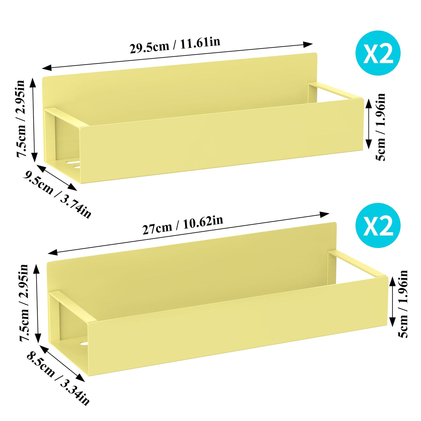 HuggieGems 4 Pack Magnetic Spice Storage Rack Organizer for Refrigerator and Oven, Yellow Fridge Organizers and Storage