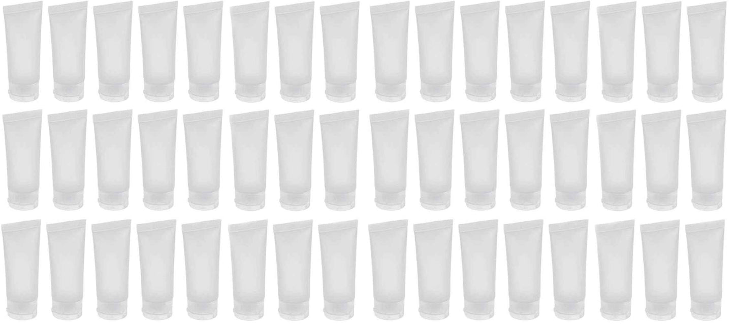 ericotry 24Pcs 30ml (1oz) Empty Translucent Plastic Cosmetic Lotion Tubes Bottles Shampoo Facial Cleaning Bottles Makeup Sample Soft Container Tube Bottle Vial Jar Pot Case with Flip Lid (Pack of 2)