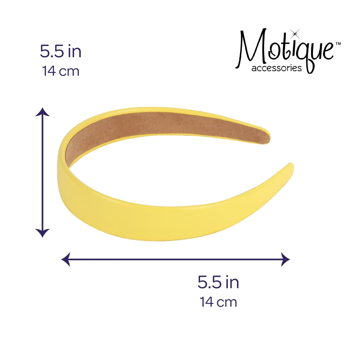 Motique Accessories 1 Inch Vegan Leather Headband for Women and Girls (Yellow)