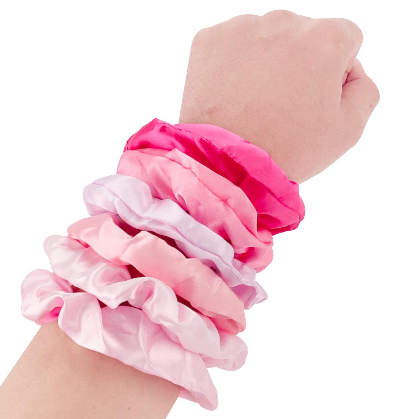 12 Pack Elastics Band Hair Scrunchies Pink Satin Scrunchy Elastic Hair Bobbles Scrunchies Jaciya Hair Ties Ponytail holder Hair Accessories for Women Girls