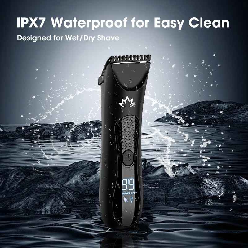 Suttik Manscape Body & Pubic Hair Trimmer for Men, Groin & Ball Trimmer Men, Electric Razor Bikini Trimmer, Body Groomer Ball Shaver for Smooth Wet/Dry Shaving, Led Light