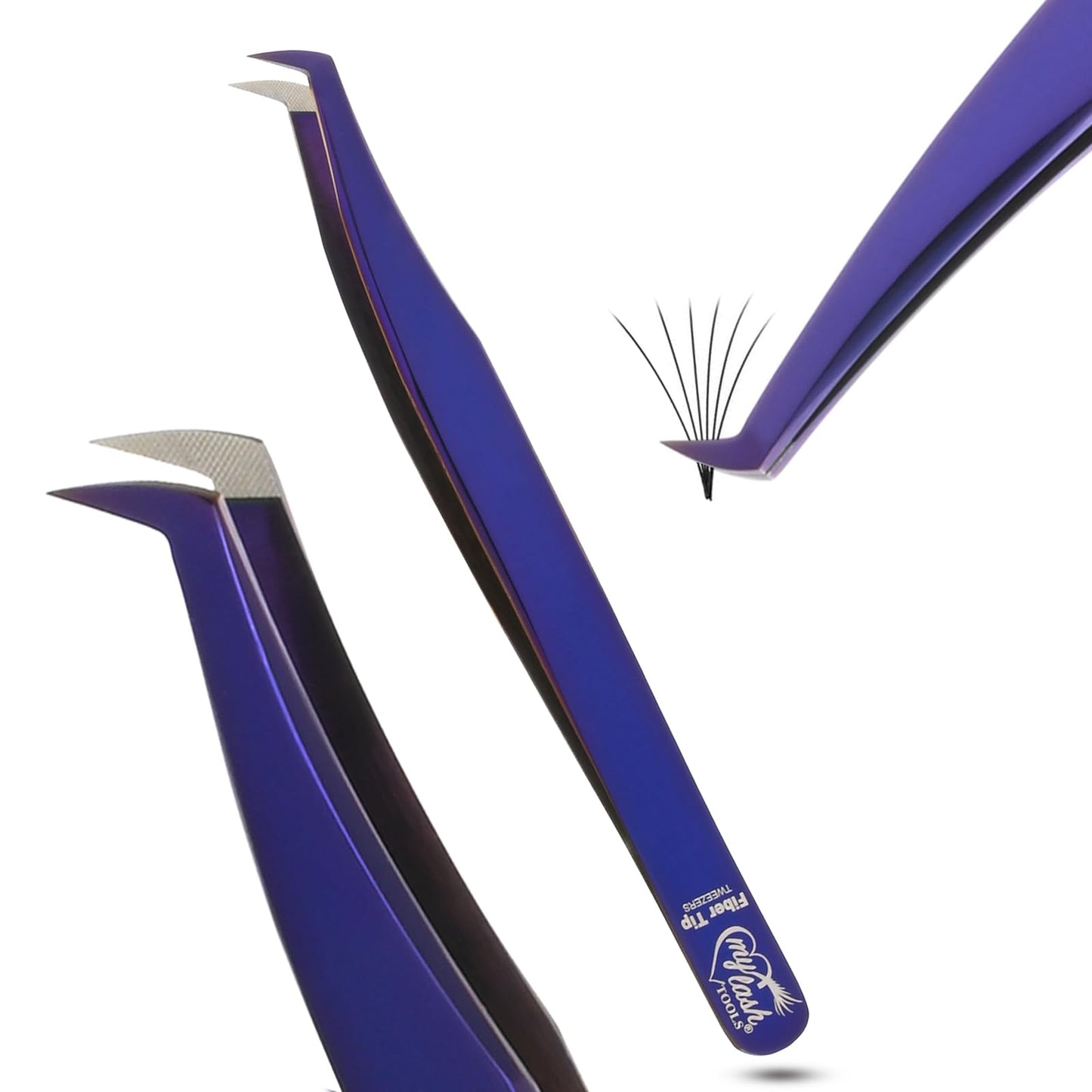 My Lash Tools Fiber Tip Tweezers for Lash Extensions Professional Lash Tweezers for Eyelash Extensions, Precision Micro Fiber Tip Grip Mega Volume Lashing Tweezer pinzas para pestaas (1PC Purple)