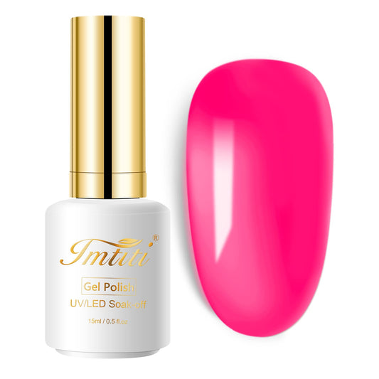 Imtiti Neon Gel Nail Polish, 1 Pcs Clear Neon Pink gel nail polish Color Soak Off Gel Polish Nail Art Manicure Salon DIY Nail Lamp Gel Nail Design 0.5 fl oz