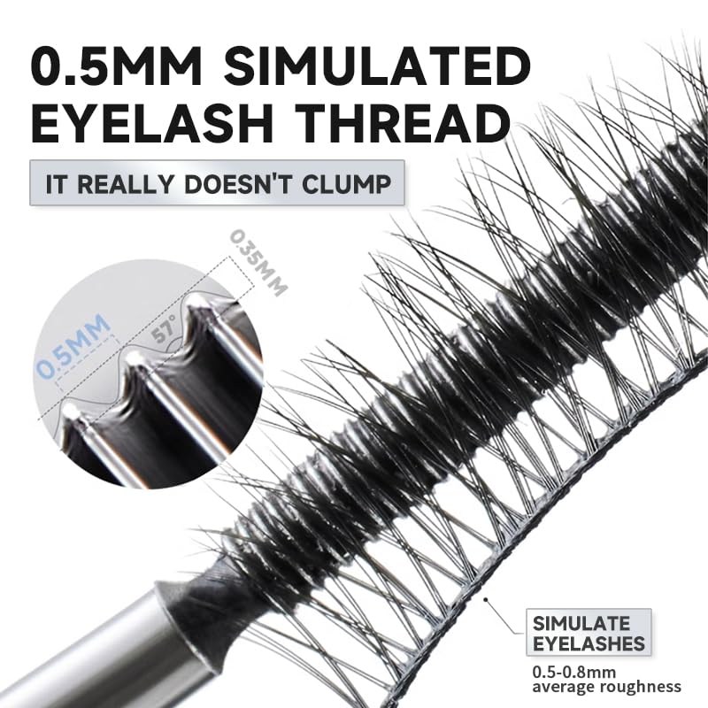 Biewals Iron Wand Waterproof Mascara Set - Volumizing, Lengthening & Curling, Reusable Metal Brush, Smudge-Proof, 2-Pack