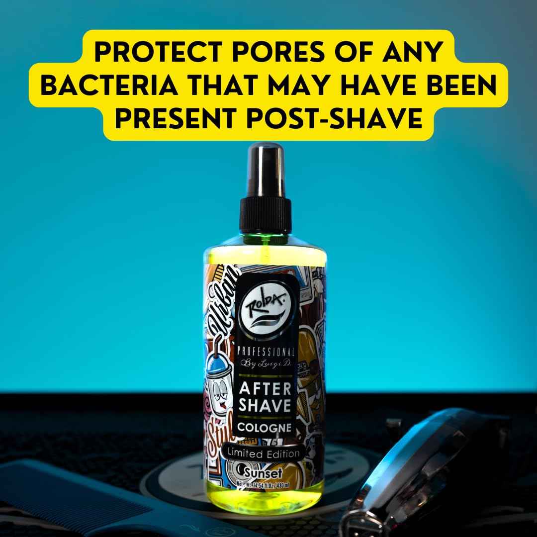 Rolda Sunset After Shave Tonic Cologne For Men - Post Shave Tonic Spray, Calms Irritation, Helps Heal & Clean Shaved Areas, Masculine Citrusy Fragrance (14.54oz | 430ml) (Pack of 2)