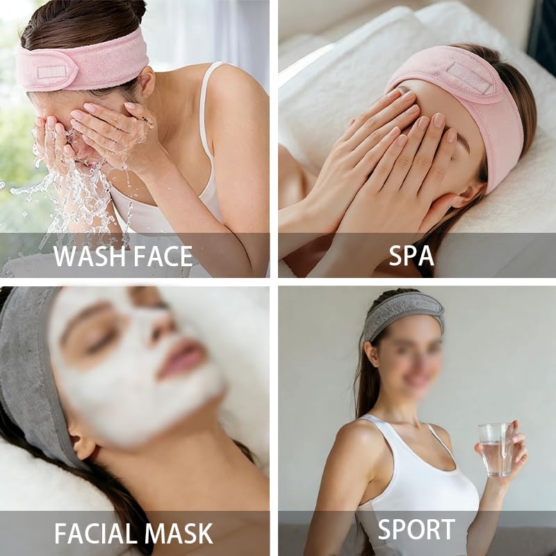 3-Pack Adjustable Terry Cloth Headband with Magic Tape