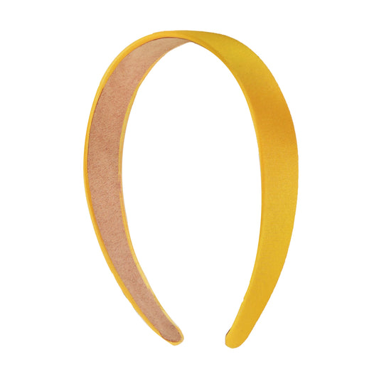 Motique Accessories Dark Yellow 1 Inch Satin Hard Headband for Women and Girls