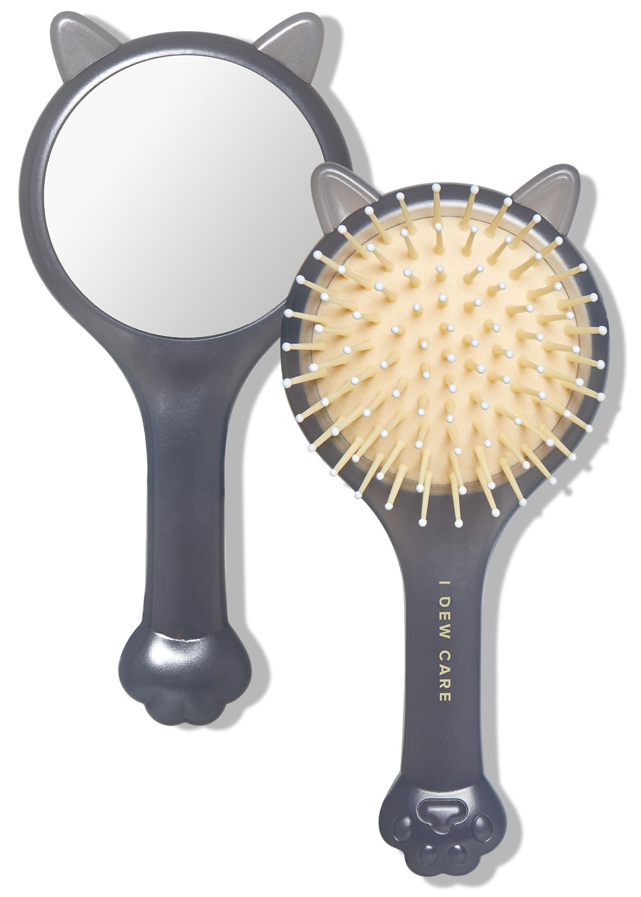 I DEW CARE Tap Secret Hair Brush | Detangling Hair Brush with Mirror, Cute and Ergonomic Design, For All Hair Types - Gifts for Women, Girls