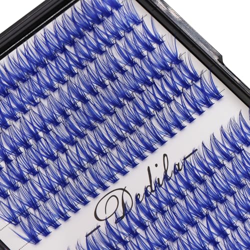 40D Blue Color Individual False Eyelashes D Curl Thickness 0.07mm Makeup Cluster Eyelashes Colorful DIY Eye Lashes (14mm)
