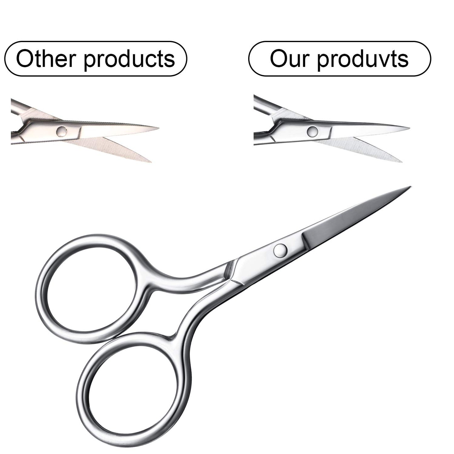 5 Pieces Small Straight Tip Nose Hair Scissor for Grooming, Stainless Steel Multi-Purpose Beauty Grooming Scissors for Facial Hair Removal and Hair Mustache Beard Eyebrows Ear Nose Trimming, Silver