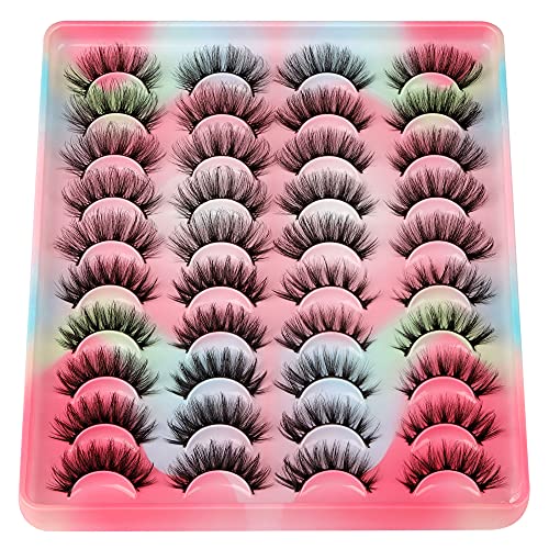 20 Pairs False Eyelashes 5D Faux Mink Natural Fluffy Lashes