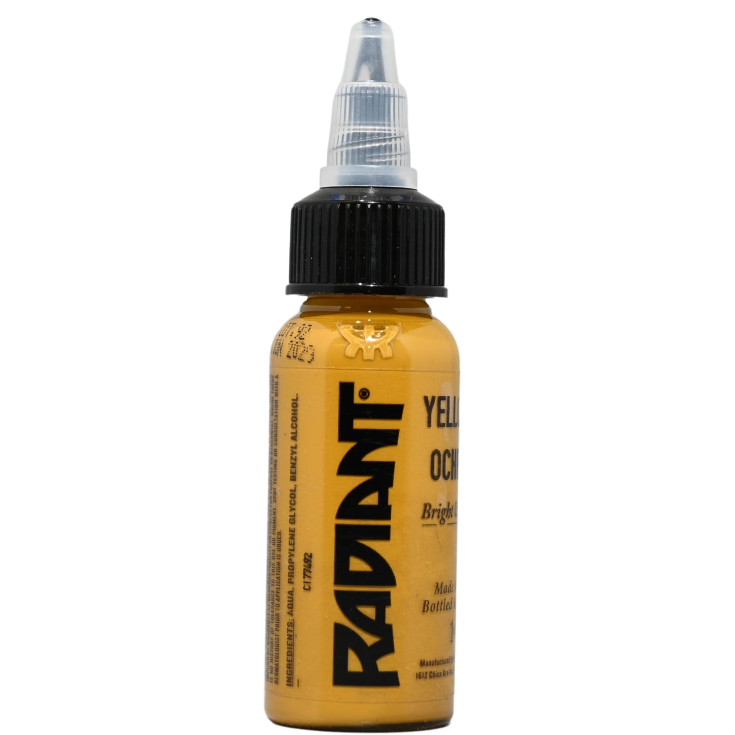 Radiant colors Yellow Ochre Tattoo Ink 1oz Bottle for Professional Tattoo Artists Vibrant Pigment Smooth Blend consistent Saturation Easy Application Long Lasting Healing Color Made in USA