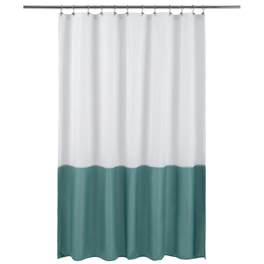 ALYVIA SPRING Waterproof Fabric Shower Curtain Liner - Soft & Light-Weight Cloth Shower Liner, 3 Bottom Magnets, Hotel Quality & Machine Washable - Standard Size 72x72, White and Teal