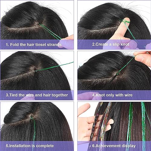 Hair Tinsel Kit 18 Colors 7200 Strands Heat Resistant
