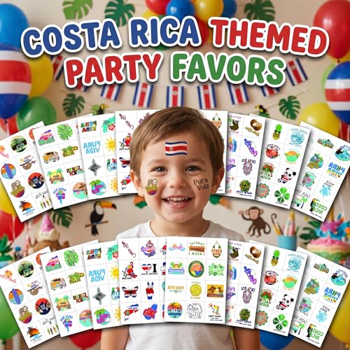 96 Tropical Temporary Tattoos - Costa Rica Party Favors