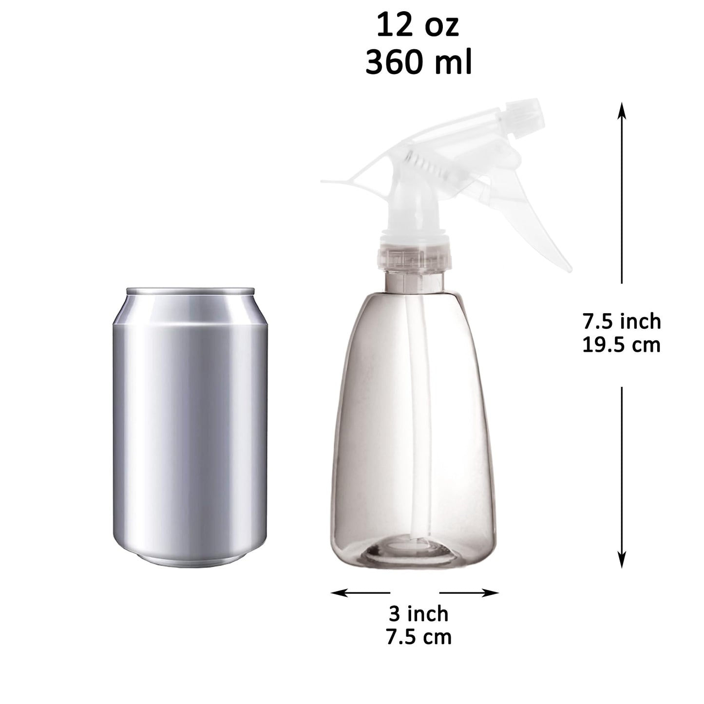 Youngever 6 Pack 12 Ounce Empty Plastic Spray Bottles, Spray Bottles for Hair and Cleaning Solutions (Grey)