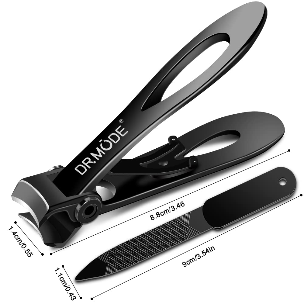 DRMODE Nail Clippers for Men Thick Nails, Heave Duty Sharp Toe Nail Clippers 16MM Wide Jaw Opening, Large Toenail Clippers for Seniors for Thick Toenails Long Handle with Nail File