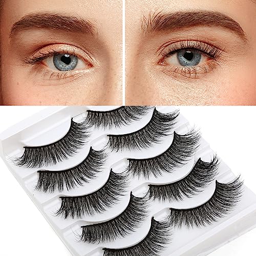 17MM Cat Eye Wispy Mink Lashes - 5 Pairs Fluffy False Eyelashes