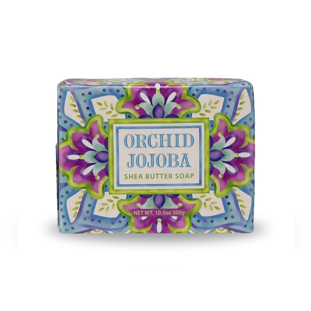 Greenwich Bay Trading Company Shea Butter Soaps with Essential Oils and Natural Extracts 10.5oz (Orchid Jojoba)