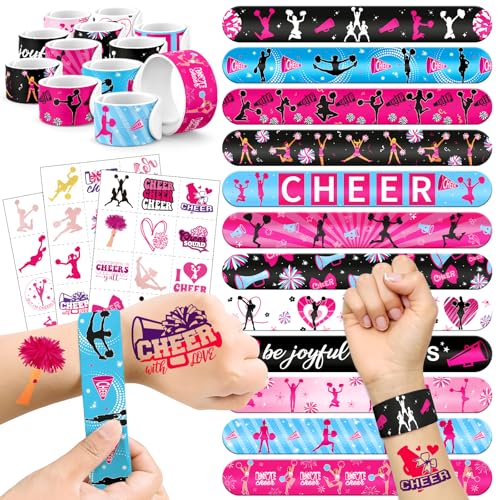 Cheerleading Party Favors Set - 36 Tattoos & 24 Slap Bracelets