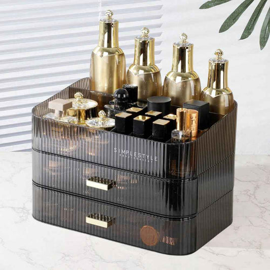 PLINJOY Makeup Organizer with Drawers Stackable Skincare Cosmetic Makeup organization for vanit Bathroom Desk Countertop