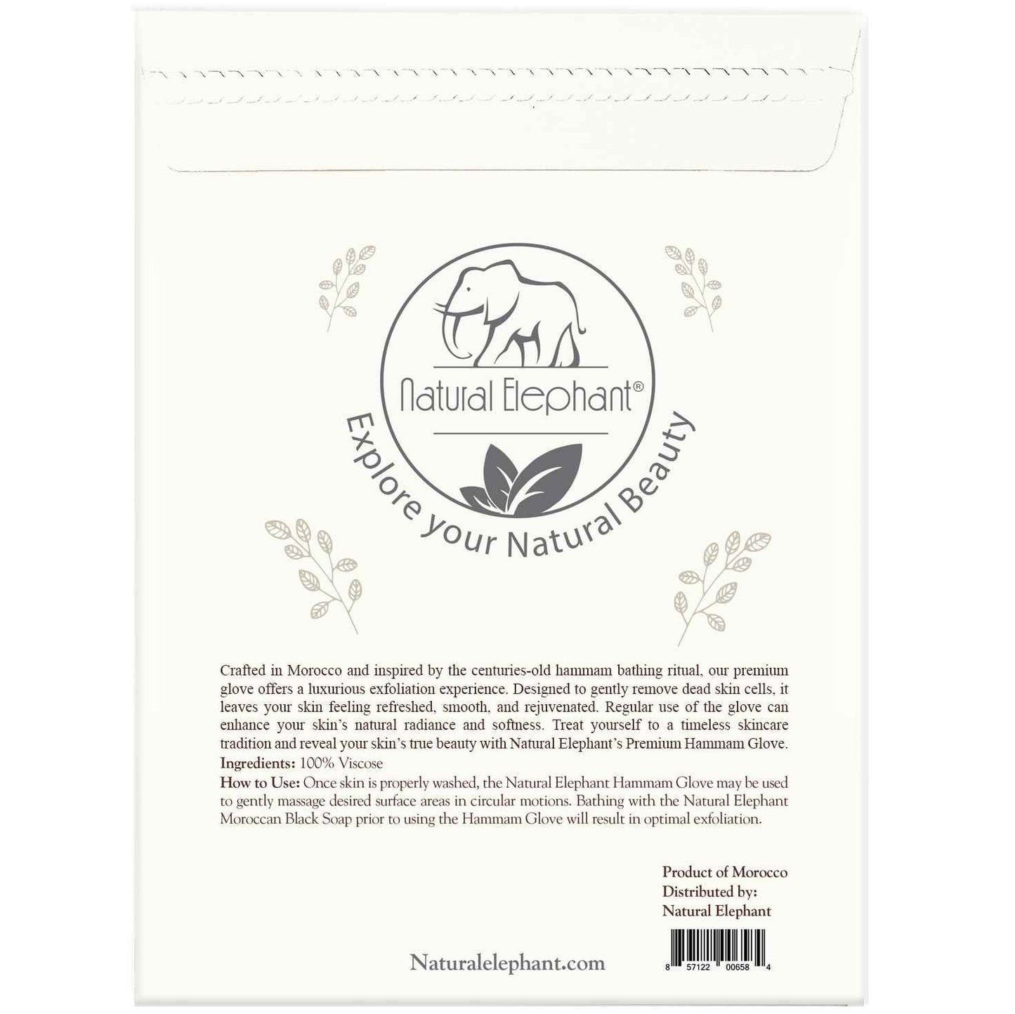 Natural Elephant Premium Kessa Hammam Glove and Moroccan Black Soap with Eucalyptus Essential Oil 200g (7oz) Combo Spa Exfoliation Kit