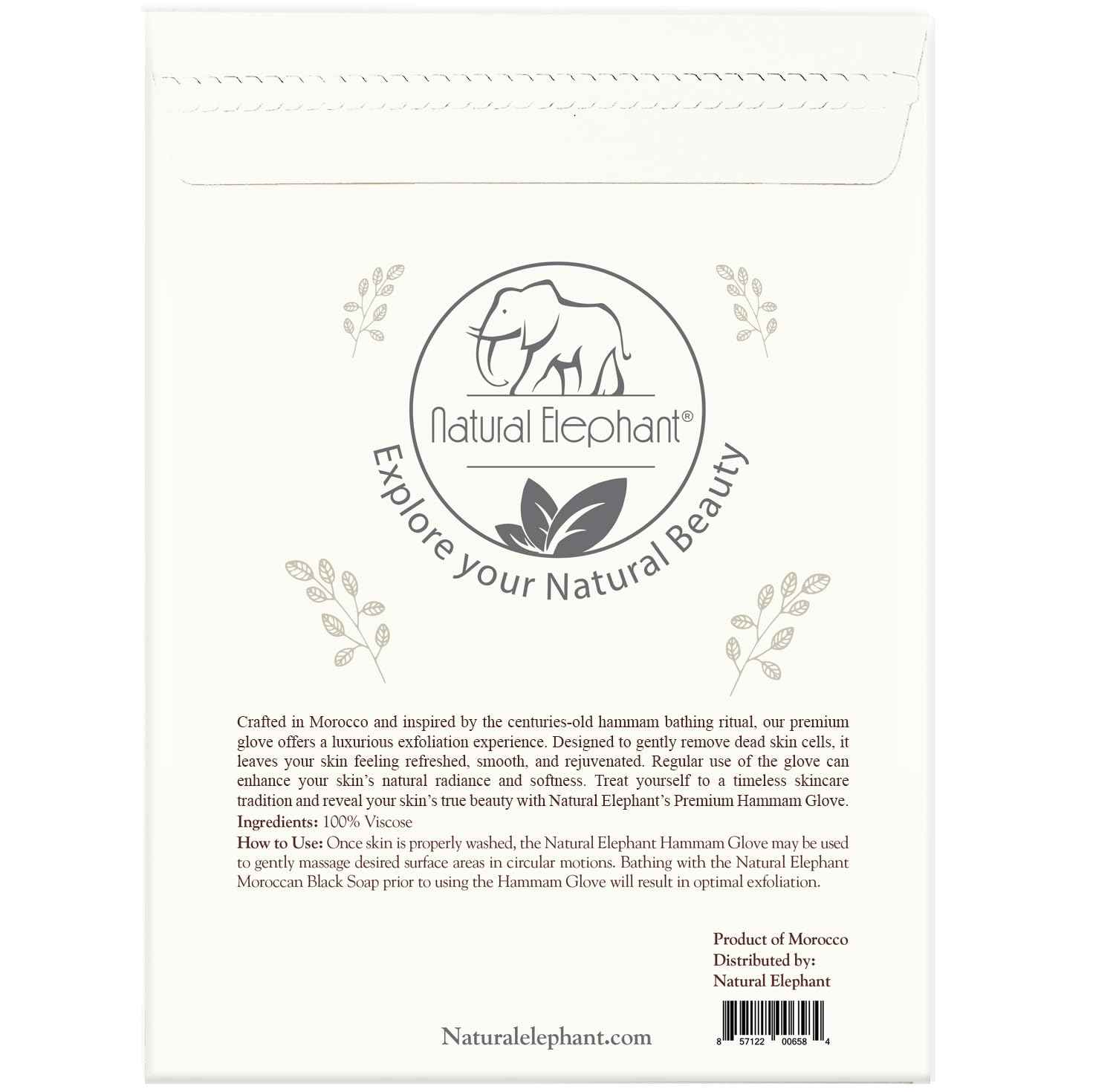 Natural Elephant Premium Kessa Hammam Glove and Moroccan Black Soap with Eucalyptus Essential Oil 200g (7oz) Combo Spa Exfoliation Kit