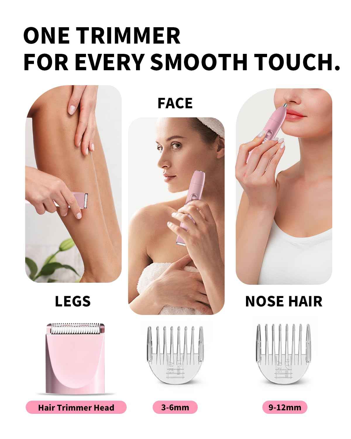 Ufree Bikini Trimmer Electric Razors for Women Dual Head, Pubic Body Hair Trimmer Electric Shaver for Face, Legs, Arm, Rechargeable Lady Shaver Waterproof, Summer Grooming Kit, Gifts for Her