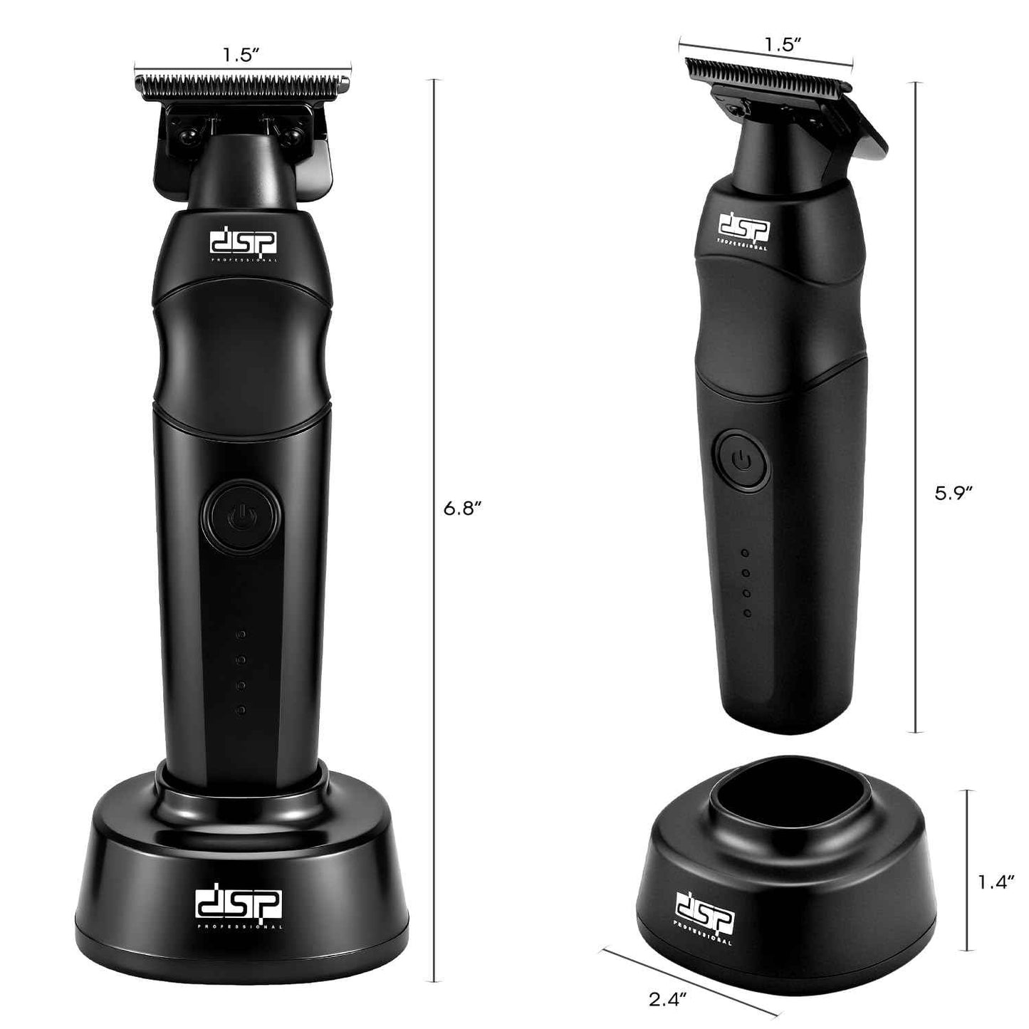 DSP Professional Hair Trimmer for Men, Beard Mustache Cordless Trimmer, Indicator Light with Charge Base, Zinc Alloy Body, Low Noise, Zero Gapped Edgers Trimmer (Black)