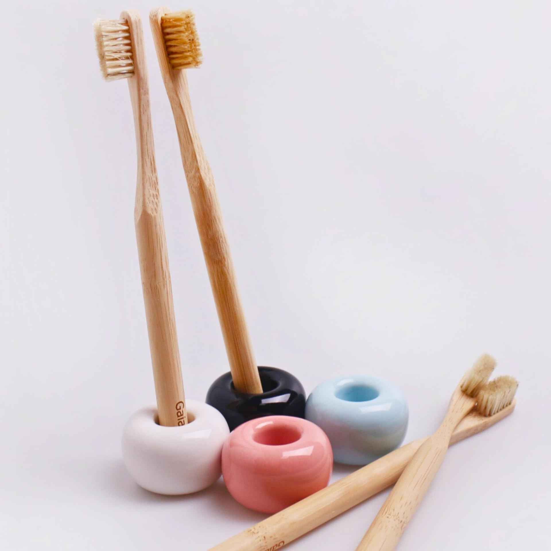 Gaia Guy Natural Bristle Bamboo Toothbrush (NO Nylon - Boar Hair ONLY) - Totally Compostable & Biodegradable Boar Bristle and Bamboo Toothbrushes - Zero Waste - 6-Pack