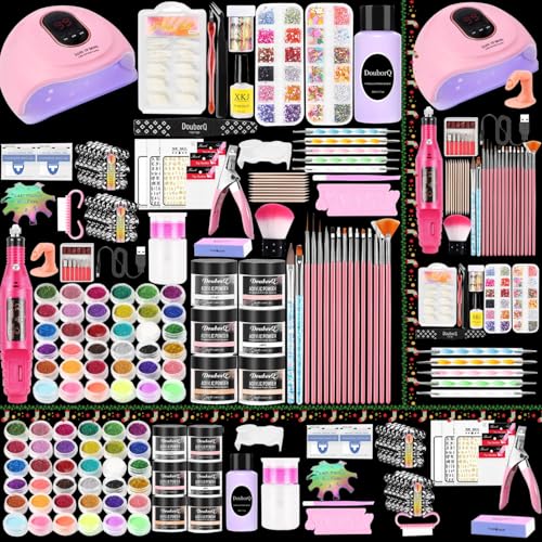 Acrylic Nail Kit With Black Nail Polish,Drill And U V Light Full Nail Kit Set