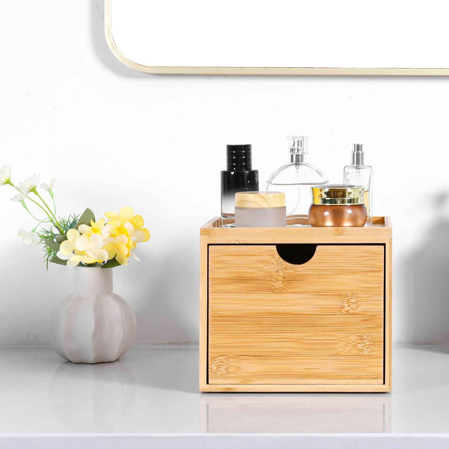 ZOBONETI Bamboo Disposable Face Towel Holder Compatible with Clean Skin Club Towel XL, Wooden Clean Towels Xl Container with Drawer, Facial Towels Storage Box for Bathroom Countertop