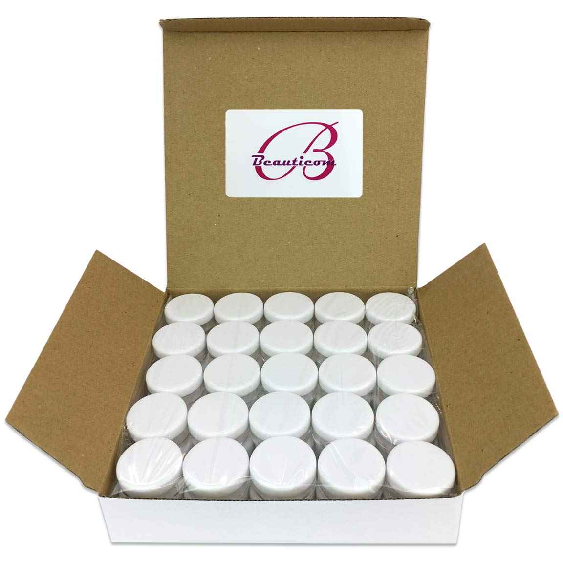 (Quantity: 200 Pieces) Beauticom 5G/5ML Round Clear Jars with White Lids for Lotion, Creams, Toners, Lip Balms, Makeup Samples