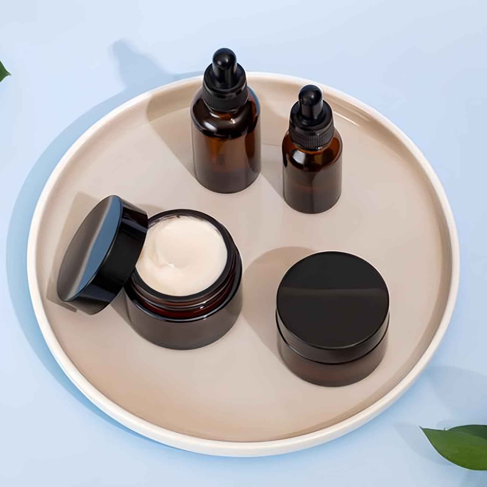 ABuff 100 Pack 1oz Amber Plastic Jars with Lids 30ml Empty Cosmetic Jars Leak Proof Container Refillable Makeup Containers Travel Cosmetic Containers for Lotions Sample Cream