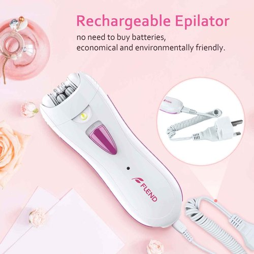 Epilator for Women, Smooth Glide Epilator Facial and Body Hair Remover with LED Light Rechargeable Hair Removal Device for Face, Bikini, Armpits, Arms, and Legs