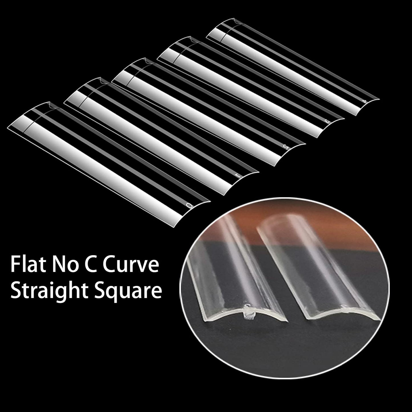 XXXL No C Curve Square Nail Tips - WOWITIS 504 Pcs 3XL Extra Long Flattened Tappered Square Fake Nail Tips Clear Half Cover Flat None C Curve Acylic Nail Tips for Women Girls Nail Salon with Case