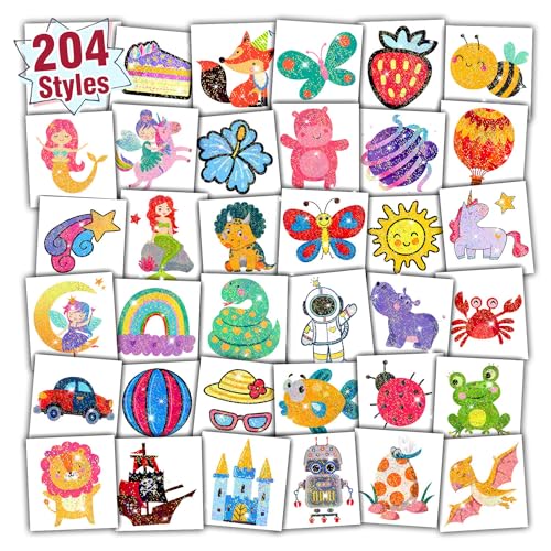 Partywind 204 Glitter Temporary Tattoos for Kids Party Favors