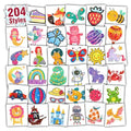 Partywind 204 Glitter Temporary Tattoos for Kids Party Favors